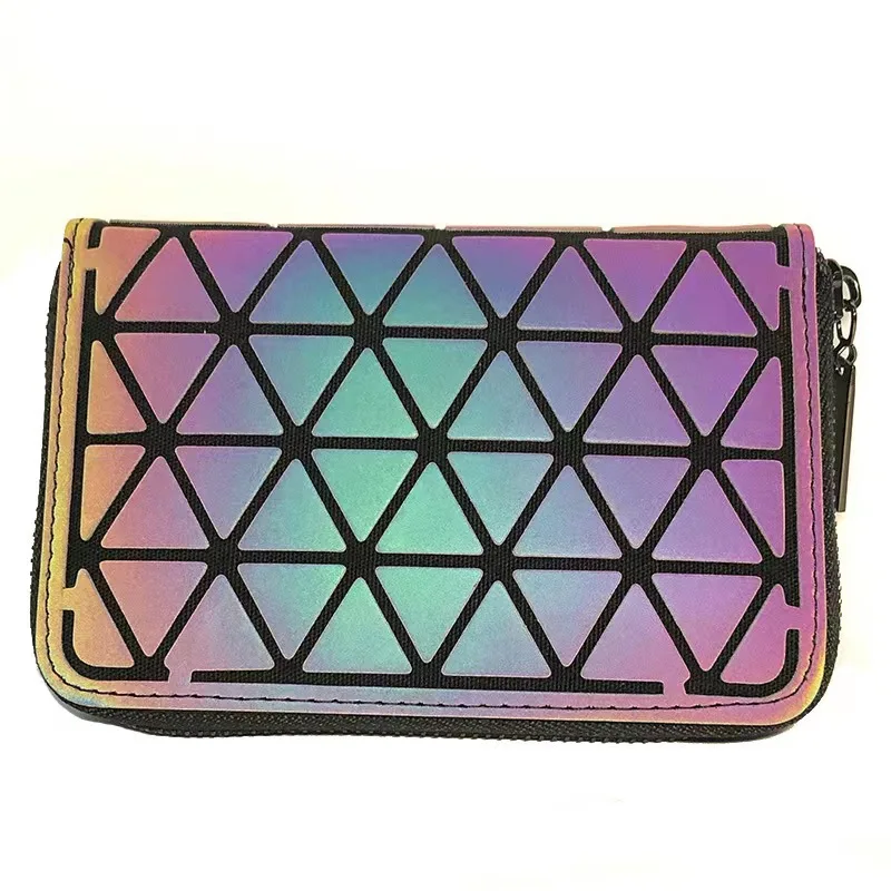 Noctilucent Luminous Geometry Long Wallet Women\'s Money Clip Clutch Bag Brand Female Purse