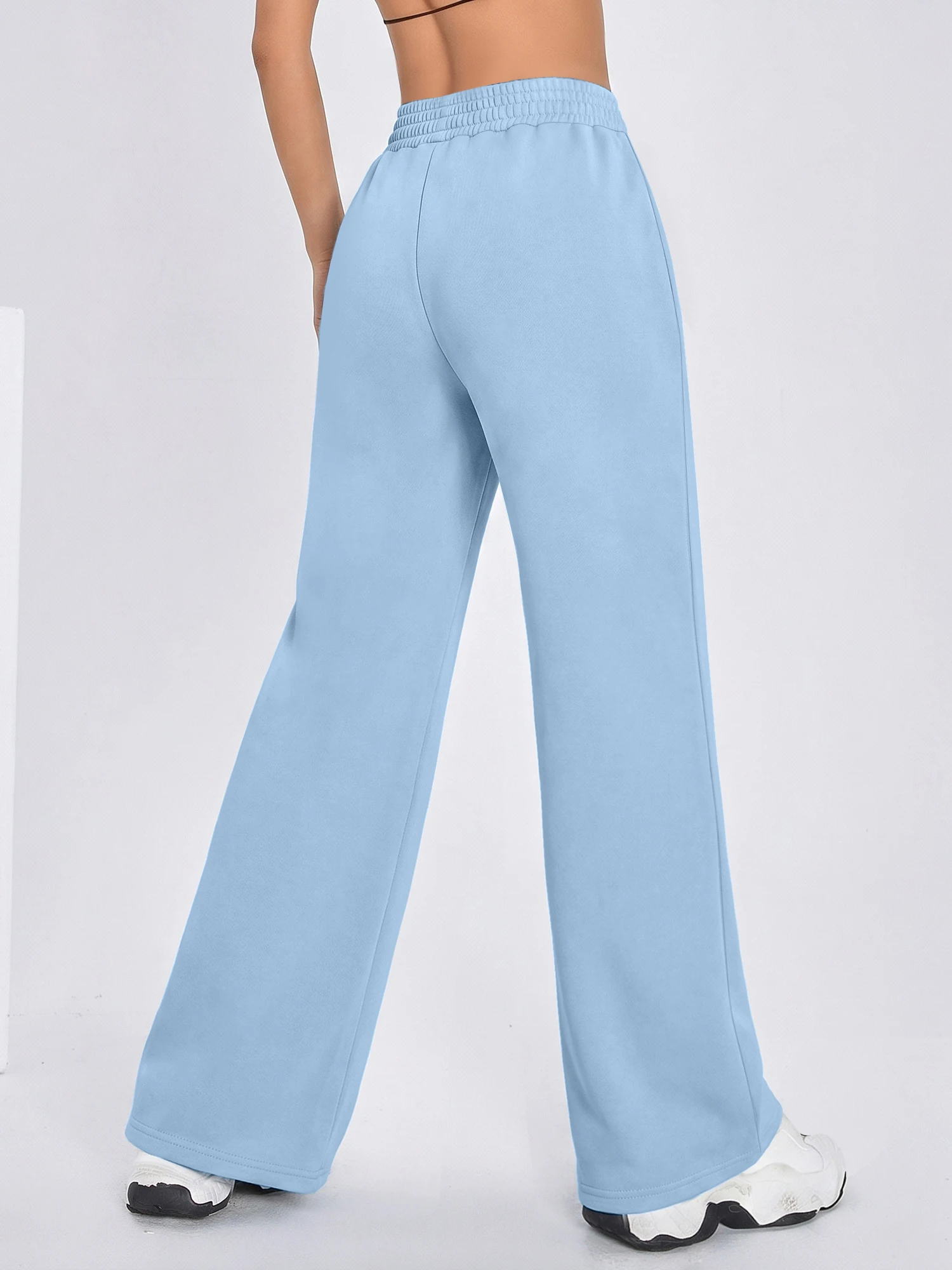 Loungewear Wide‑Leg Straight Pants, High‑Stretch Waist for Home Relaxation & After‑Meal Walking