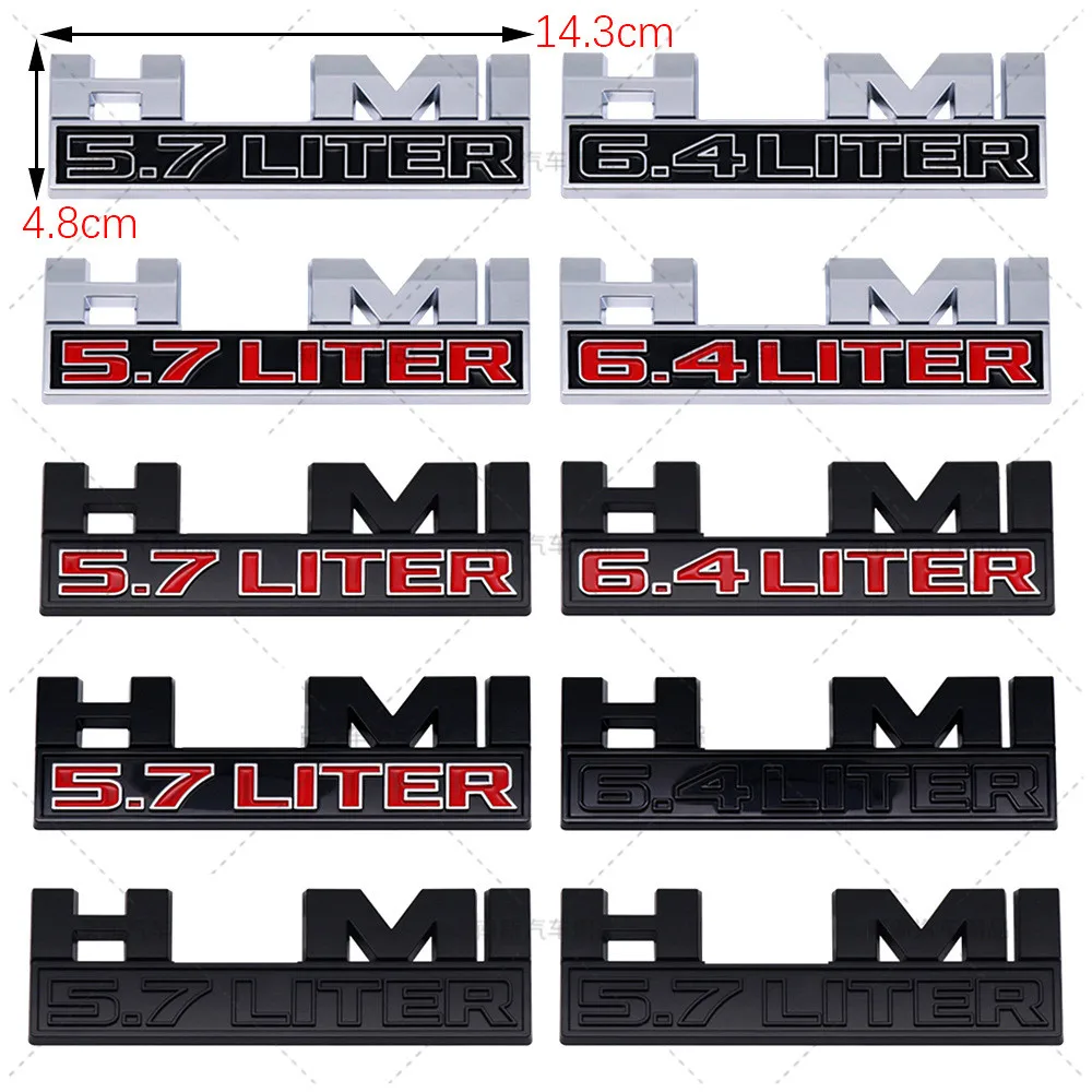 ABS Hemi 5.7 Liter Car Fender Stickers Engine Badge Rear Trunk Emblem For Caliber Journey Caravan Ram Viper Avenger Challenger