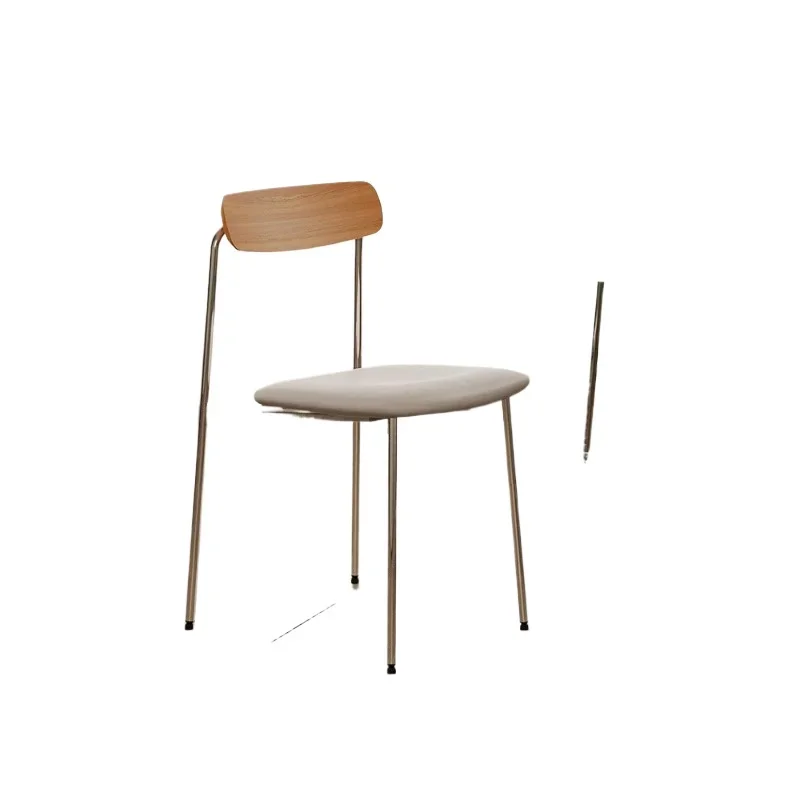 Stainless steel metal chair, household backrest makeup chair