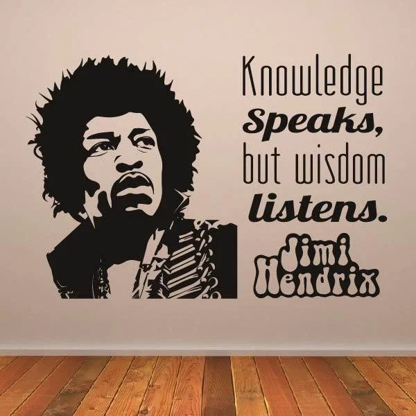 Jimi Hendrix Knowledge Speaks Quote   Vinyl  Decal Wall Art Sticker removeable decor  self-adhesive