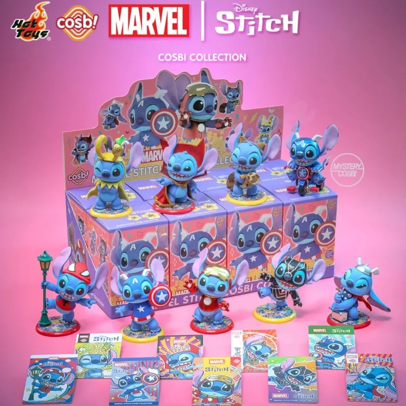 

Presale Hottoys Cosbi Collection 2025 New Stitch As Avengers Ironman Thor Loki Blind Box Anime Figure Mystery Box Gift Doll