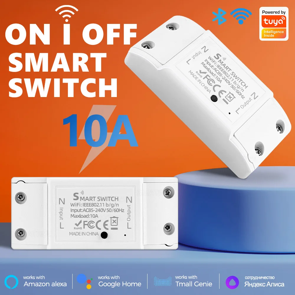 

Smart Home Tuya Smart WIFI Switch 10A Smart Life APP Wireless Remote Control Switch Breaker Controller Module Alexa Google Home