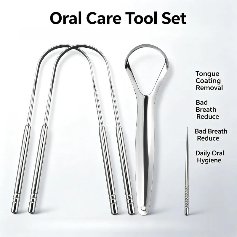 4/6pcs Stainless Steel Tongue Scraper Set for Adults Odor Free Tongue Cleaner for Men Women,Portable Fresh Breath Oral Care Tool