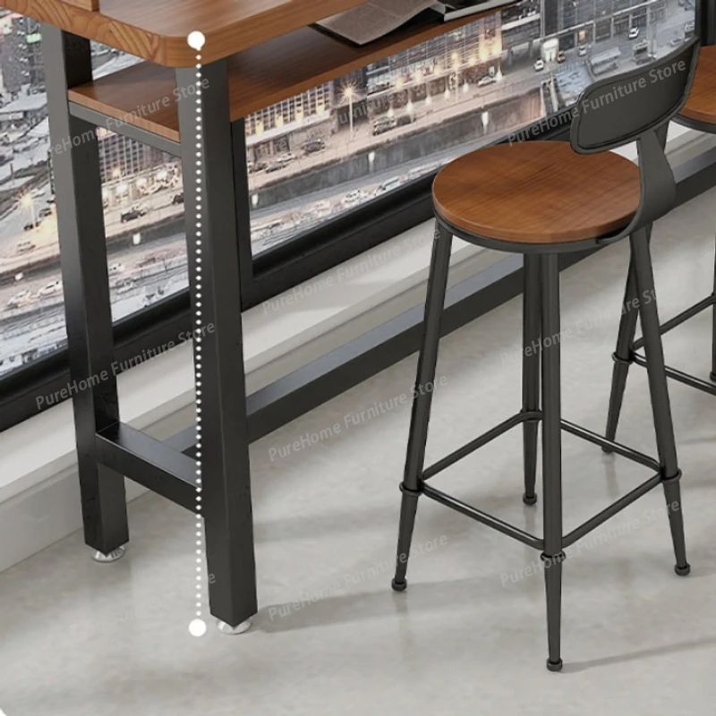 

Minimalist Solid Wood Bar Table, Two-Tier Narrow Console Table with High-Low Legs, for Window Side and Against Wall