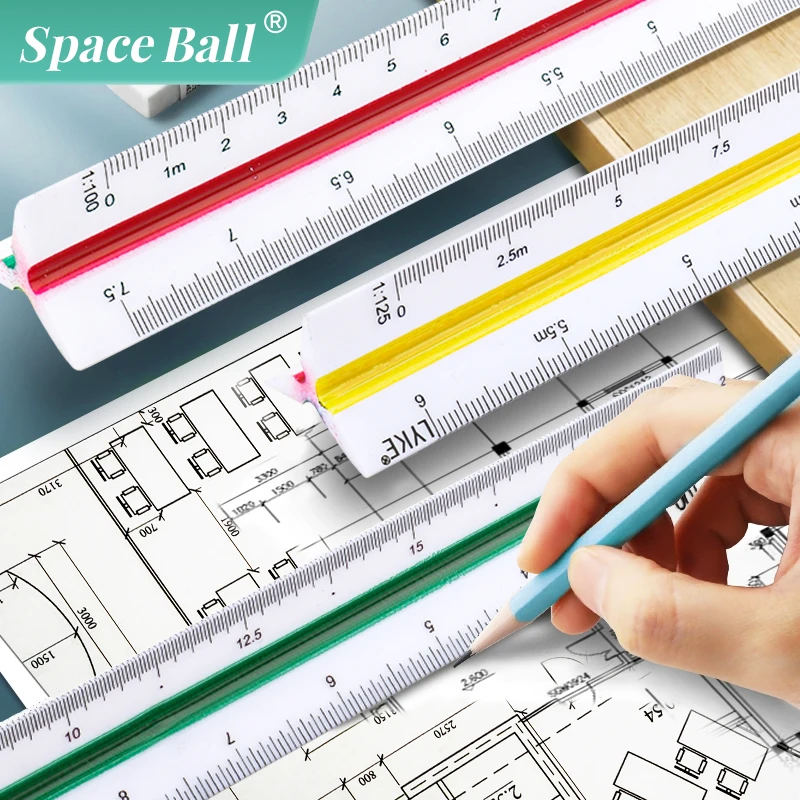 

Space Ball Multi-functional Triangular Ruler Student Stationery 12.5/30cm Drafting Tool Scale Ruler Architect Technical Ruler