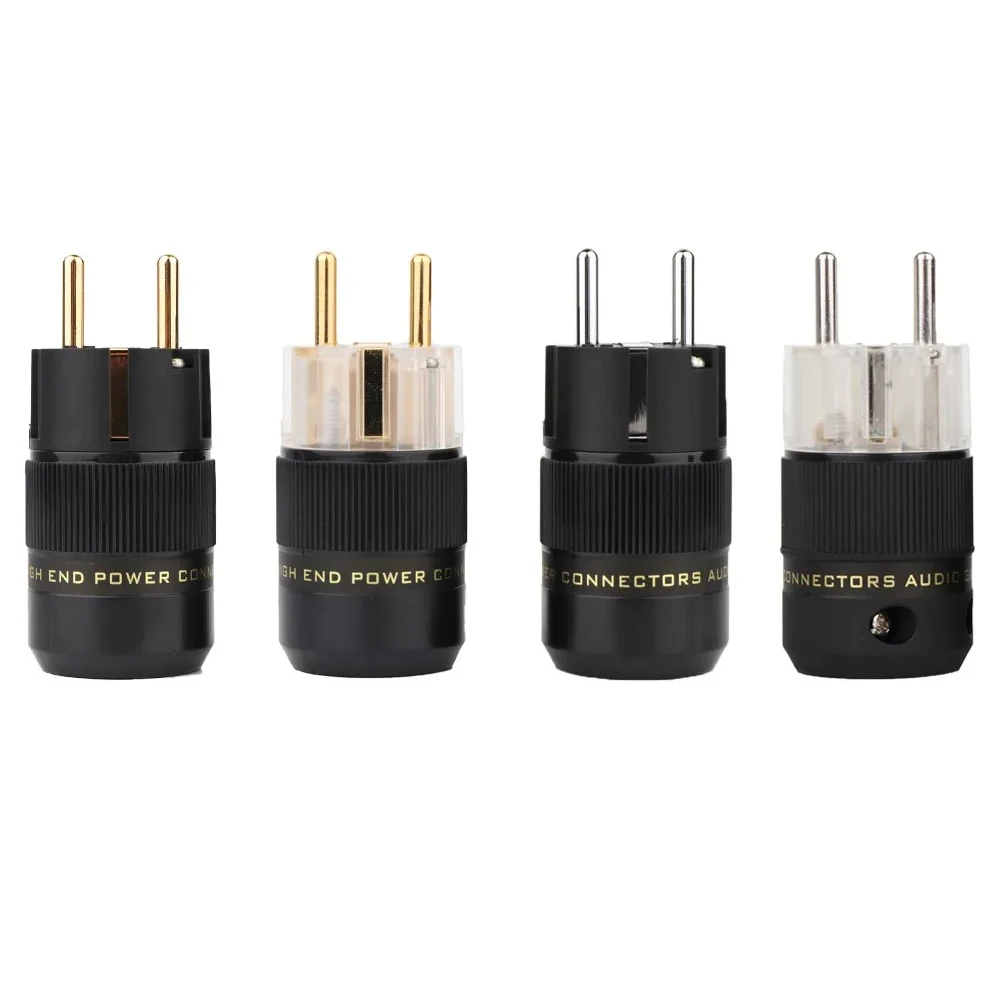 High-end Audiophile Schuko Power Plug Hifi European Plug Male Female Power Connectors 24K Gold /Rhodium/ Silver Plated HIFI DIY