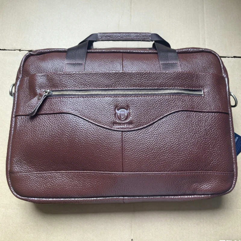 BULLCAPTAIN Aktentasche Schulter Messenger Bags Herren Echtleder 14-Zoll Laptoptasche Herren Aktentasche Büro Business Handtasche
