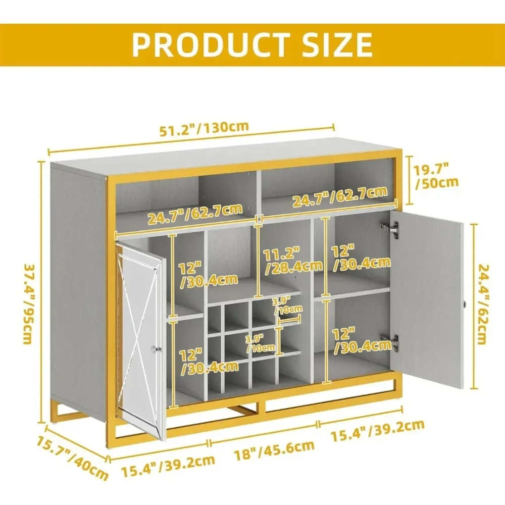 Armoire de bar avec prises de courant, armoire de café-bar avec lumières LED et perfecWine T1, armoire de planche de rangement pour français ou