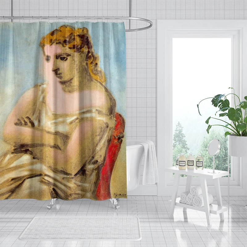 

Shower Curtain Art Gallery Level Printed Waterproof and Mildew Proof Women's Artistic Retro Style Portrait