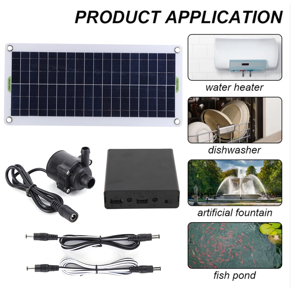 50W 18V Solar Fountain Pump Mini Solar Panel with Low Noise Solar Powered Pump Energy Saving Kits for Bird Bath Aquarium Garden