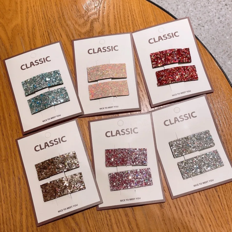 

New Baby Glitter Hairpin Sweet Childrenside Bangs Clip Square Broken Hair BB Clips Headgear Toddler Girl Sequins Hair Pin ZX07