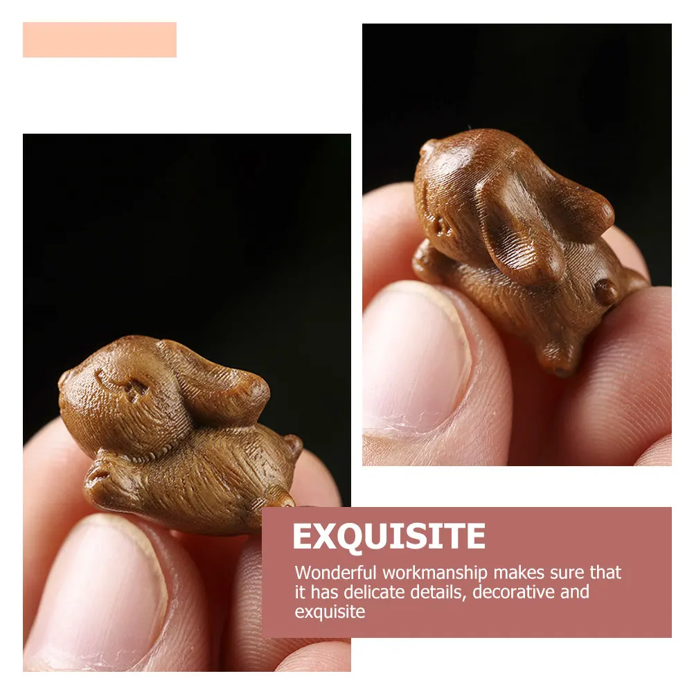 

2 Pcs Nursery Wood Carved Rabbit Pendant Decoration Key Chain Hanging Bunny Ornaments Baby