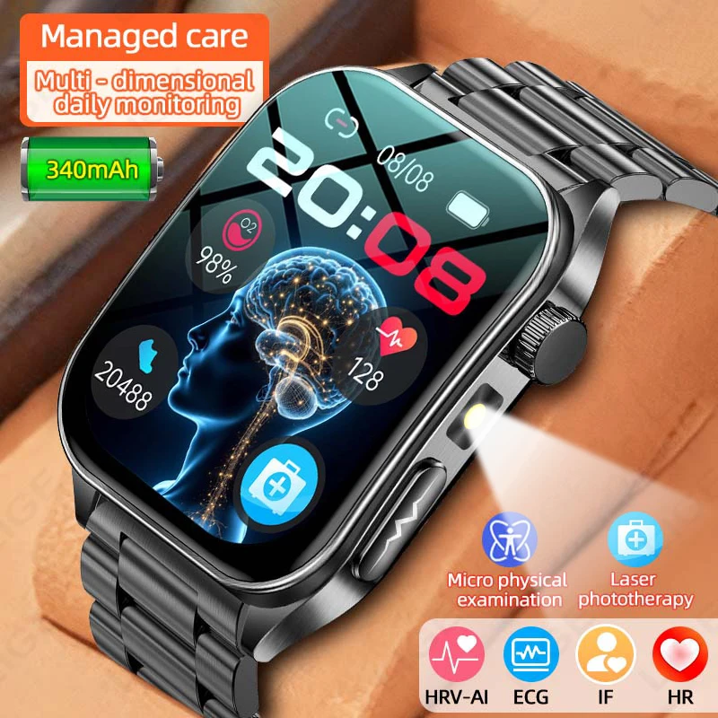 

New AI-GPT Diagosis ECG Smart Watch Men Blood Pressure Lipid Uric Acid Intelligent Q&A Health Smart Bracelet BT Call Smartwatch