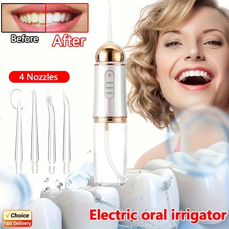 

Новый ирригатор для полости рта USB 2026 года, портативный аппарат для чистки зубов и рта с 4 насадками, для использования дома и в путешествиях