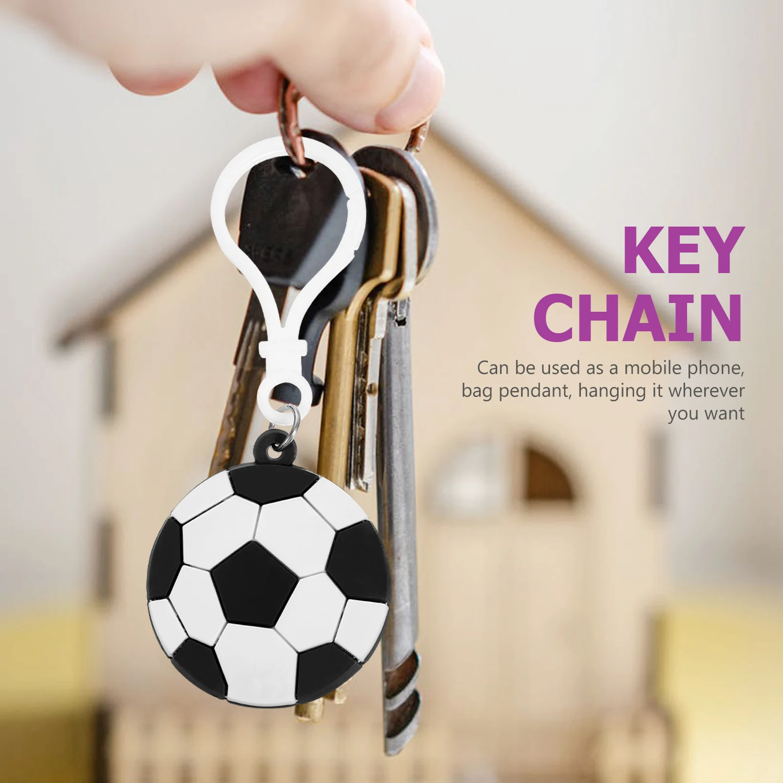 

10 Pcs Football Keychain Portable Mini Soccer Hanging Pvc Keyrings Sport Themed Child Keychains