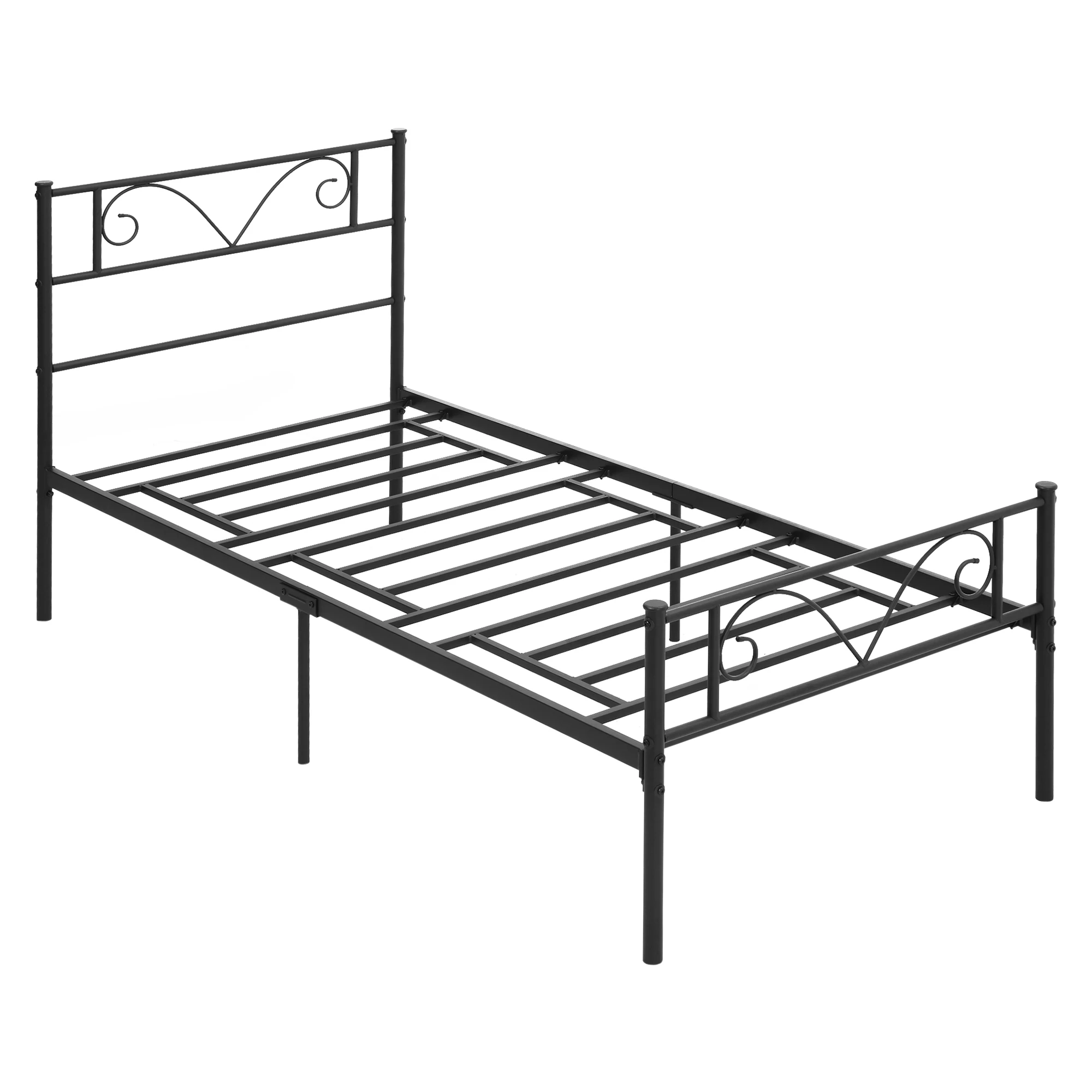 HOMCOM Single Bed Frame Metal for Mattress 90x190cm Butterfly Shape Headboard