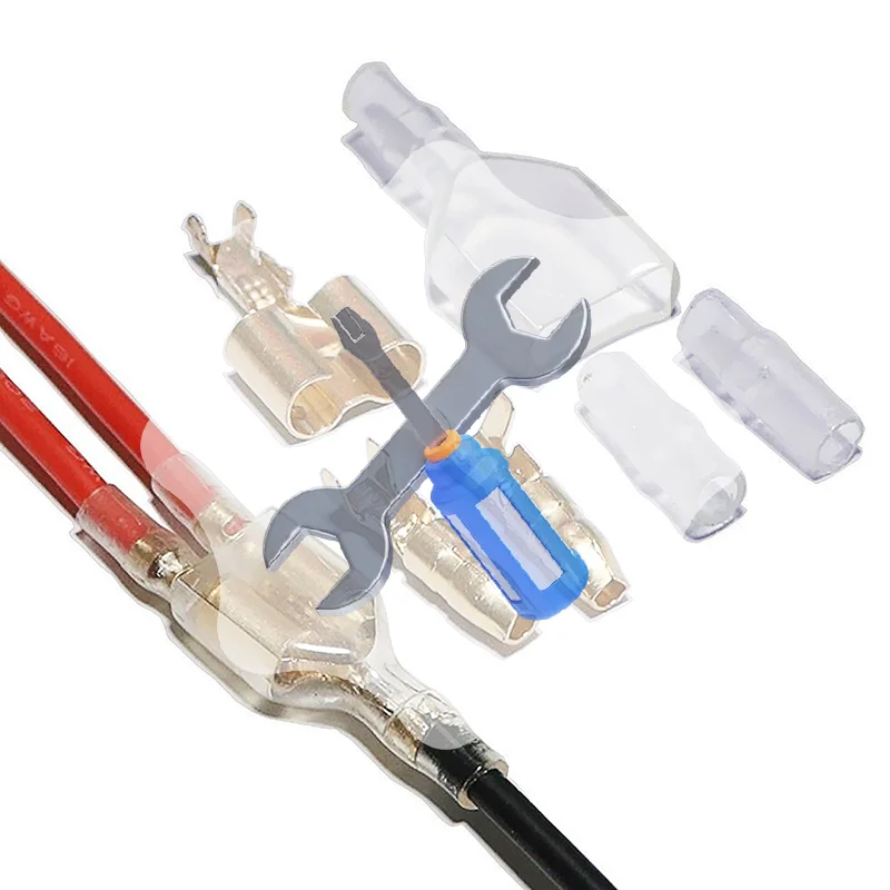 60PCS Car Electrical Wire Connector Diameter 4mm Female Male And Case Cold Press Terminal 1in2out  Crimp Terminal