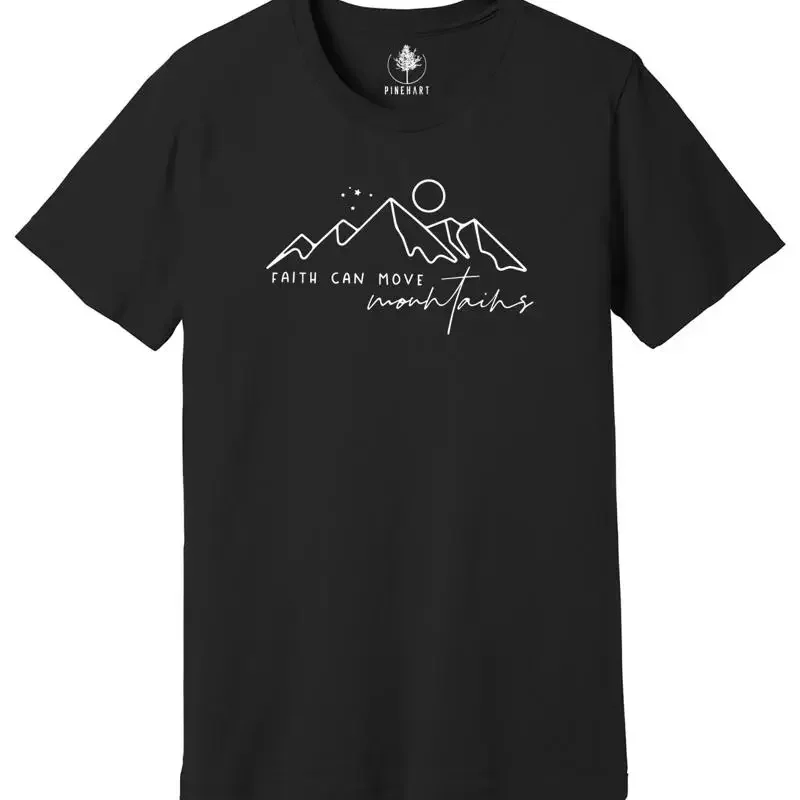 Camiseta Faith Can Move Mountains, Camiseta Cristiana Motivacional, Camiseta Religiosa