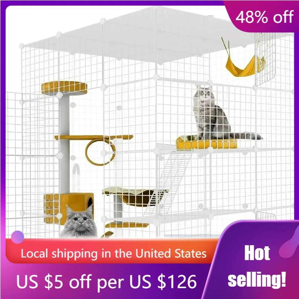 

Large Cage for Cats Rabbit House of Cats Small Animals Freight Free Chinchilla Ferret Cages Big Cat Supplies Pet Products Home