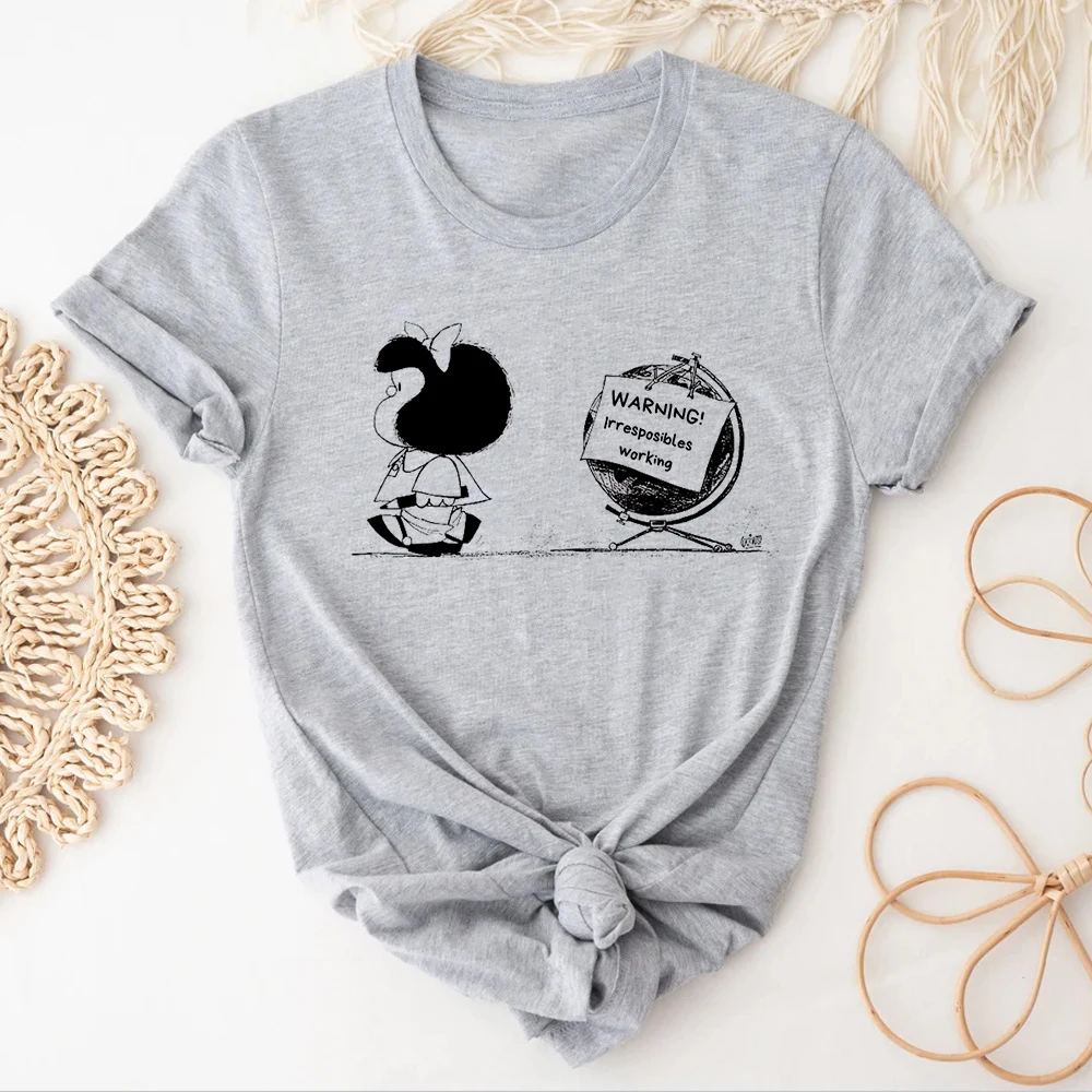 Mafalda t shirt women summer streetwear manga t shirt girl y2k graphic Japanese clothes