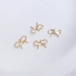 6PCS Gold Filled Zircon Embedded Bow Pendant DIY Handmade Jewelry Pendant Materials Earrings Bracelet Pendant Accessories