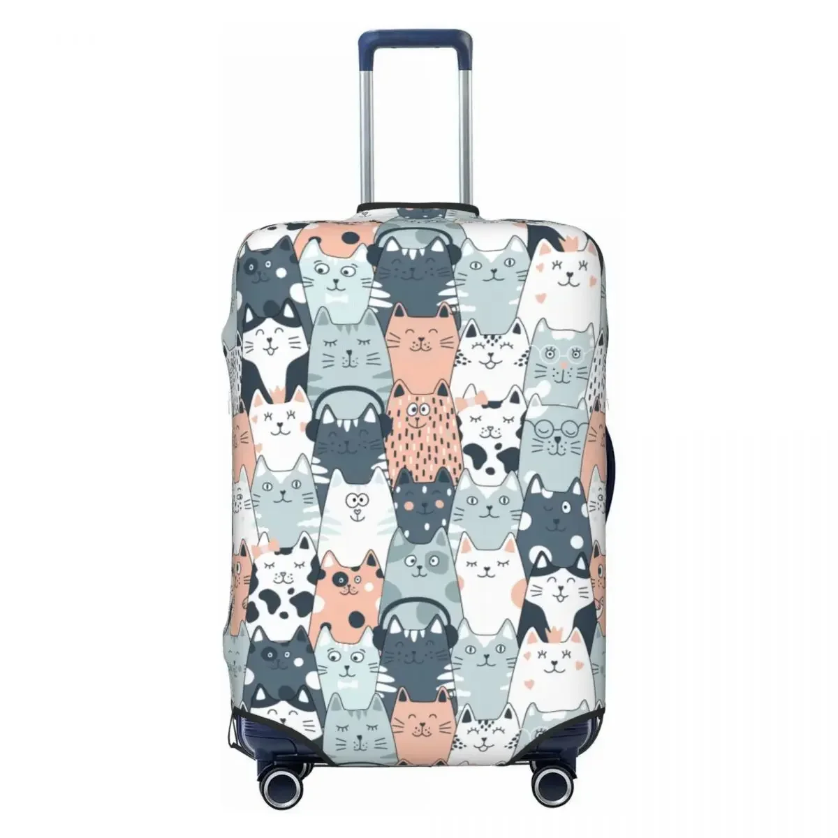 

Custom Cute Kitten Cat Doodle Luggage Cover Protector Cute Travel Suitcase Protective Cover for 18-32 Inch