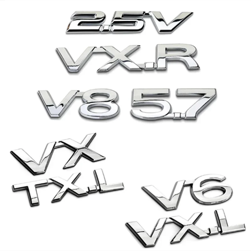 2.5V V6 V8 VX VXR TXL VXL Emblem for Toyota Reiz Land Cruiser Prado Rav4 Tundra Trunk Lid Sticker Displacement Auto Accessories