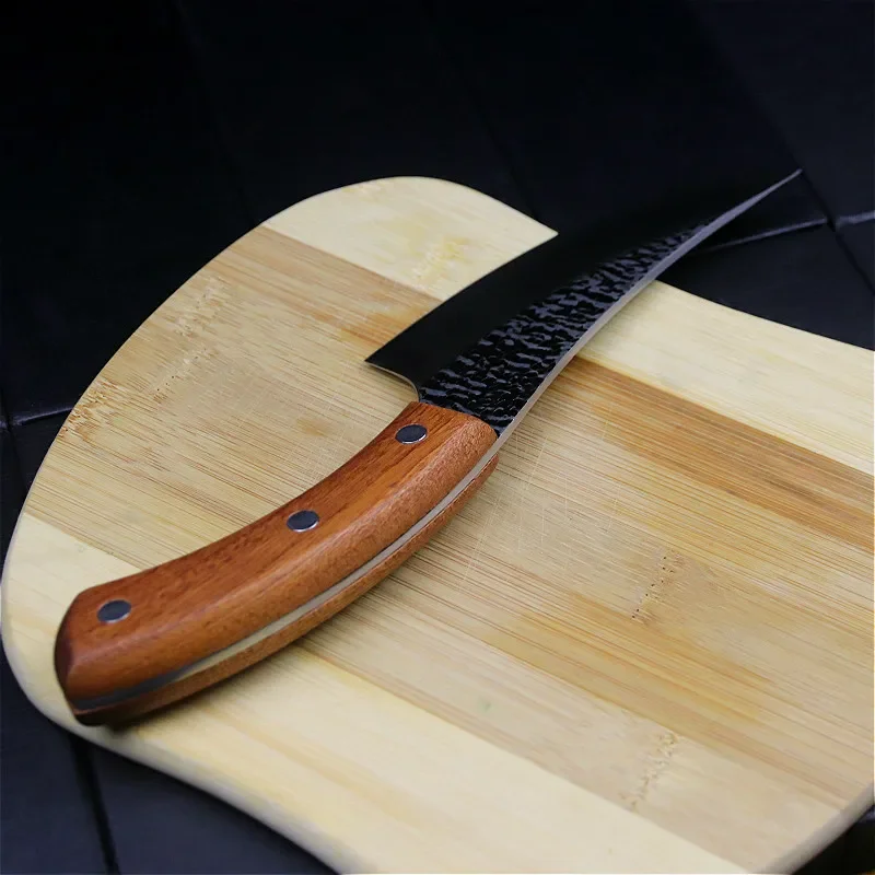 Sharp tang kitchen knife hand-forged high carbon composite steel kitchen knife meat cleaver meat cleaver Boning knife+Knife oil