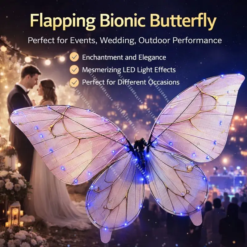 Flapping Butterfly Stage Prop Bionic Flying Insect Model for Performance & Education RC Light-Up