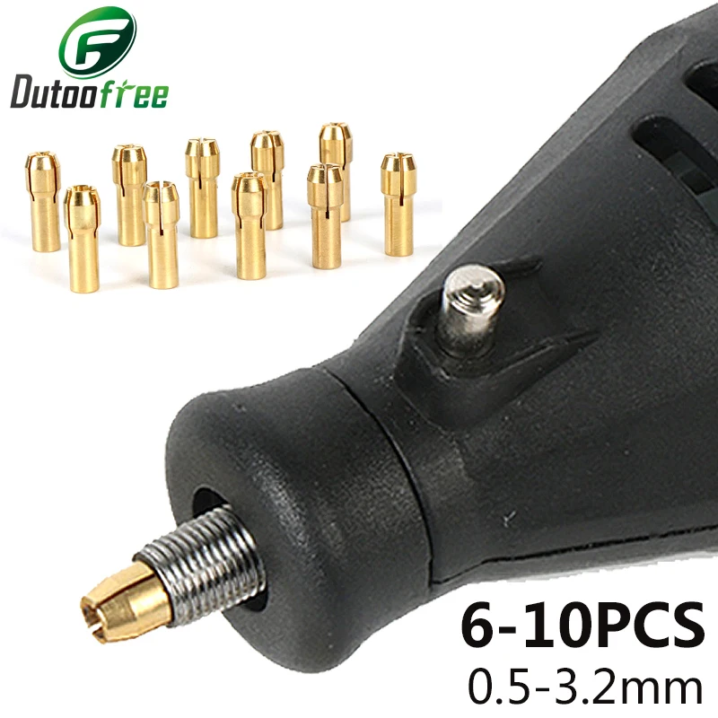 6-10PCS Electric Grinding Accessories Mini Drill Brass Collet Chuck For Dremel Rotary Tool Including Engraving Pen Copper Core