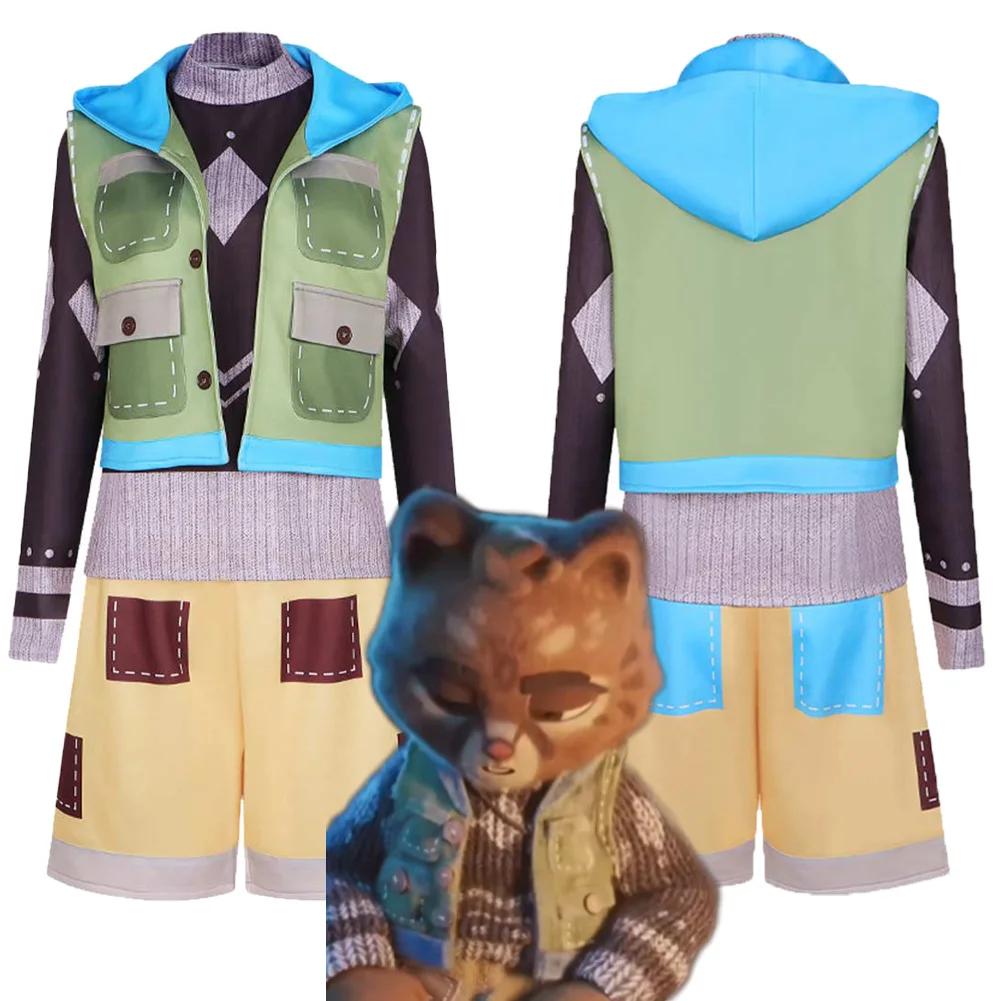 

Cartoon Brave Cat Leo Cosplay Costume Green Vest Clothes Set Kids Adult Halloween Roleplay Outfits Uniform Carnival Party Suits