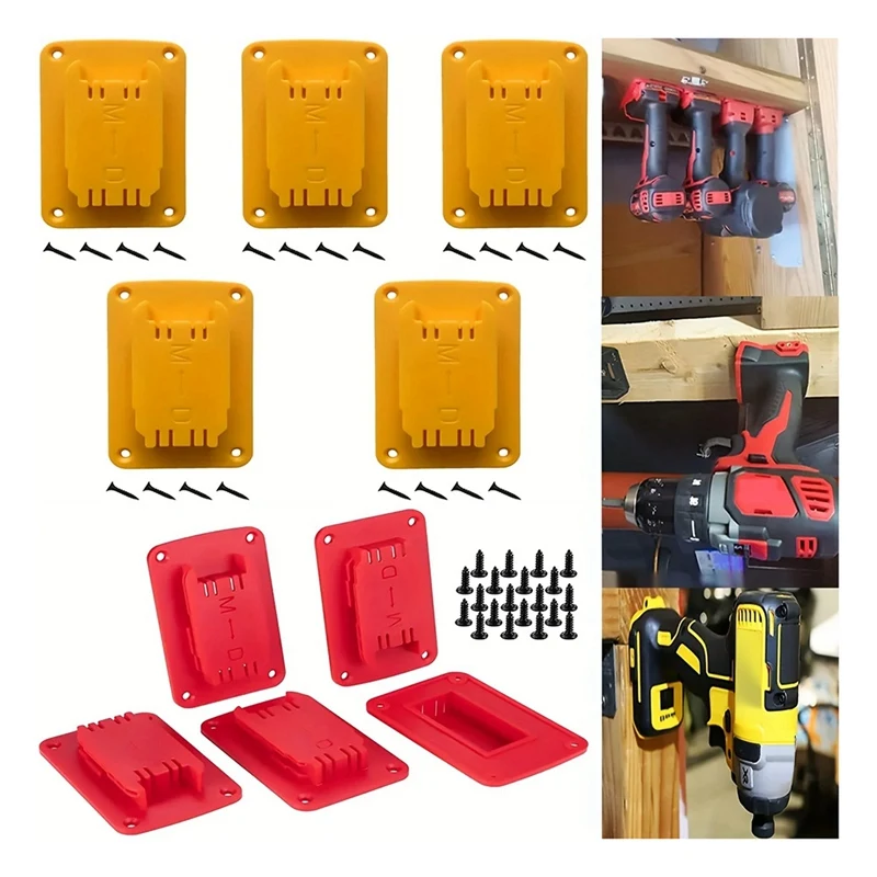 5 Packs Tool Holder Mount For Milwaukee M18 Tool,Also Fit For Dewalt 20V, 12V Drill Holder,Hanger Red Durable