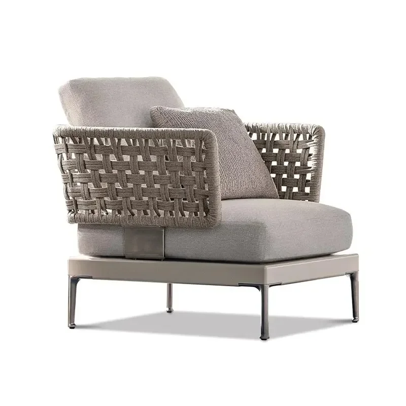 Luxury Modern Teak and Rattan Garden Furniture High Quality Outdoor Sofa Set for Dining Hotel or Park Aluminum Metal