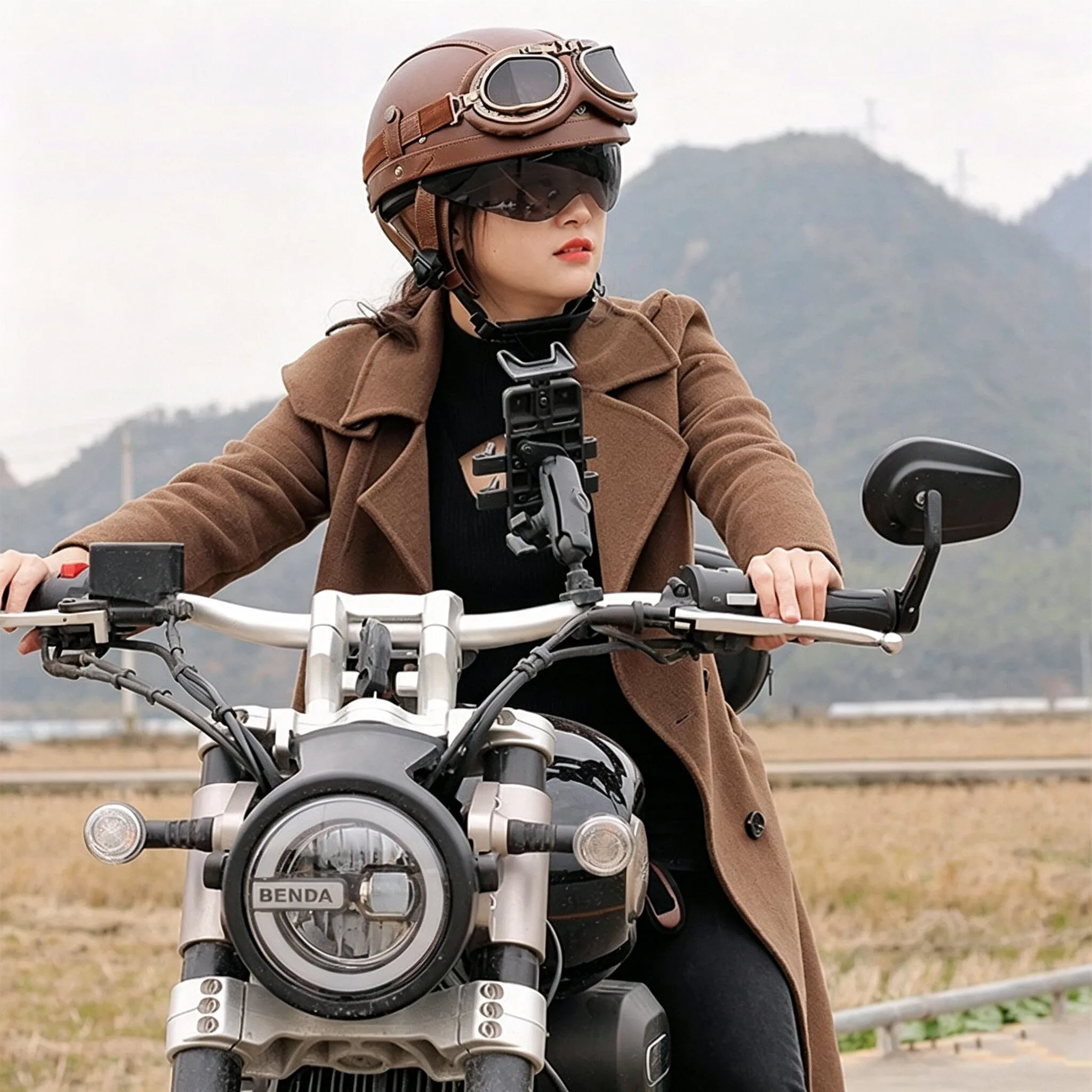 Retro Semi-Open Motorcycle Helmet Cross-Country Motorcycle Accessories Motorcycle Helmet 3/4 Retro Helmet In Winter
