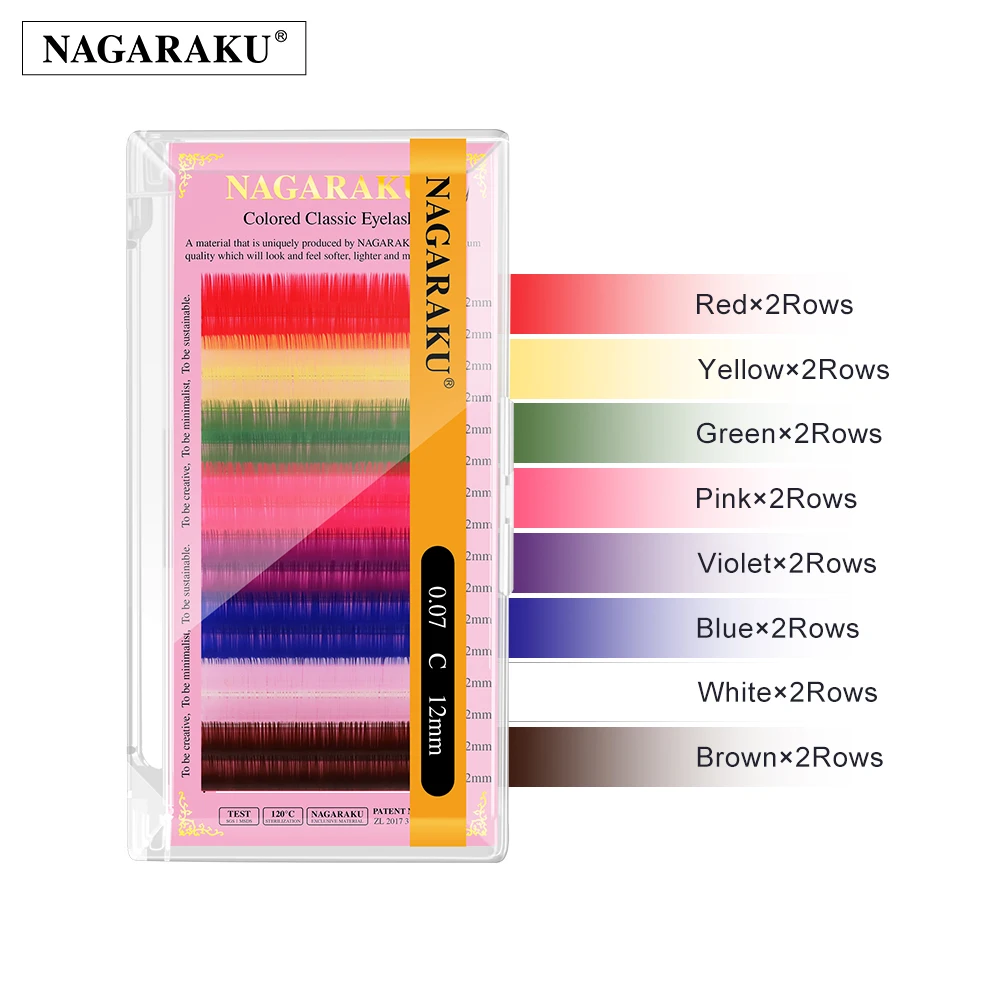 NAGARAKU Mix Color Eyelashes Make up High Quality Soft Natural Synthetic Mink Rainbow Eyelash Extension Supplies 8 Colors Mix