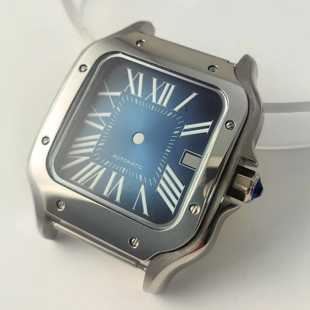 38 مللي متر الذهب مربع حالة الأبيض مربع الهاتفي ل 316L الصلب ساعة NH36 أجزاء الحركة الأوتوماتيكية إصلاح وتعديل