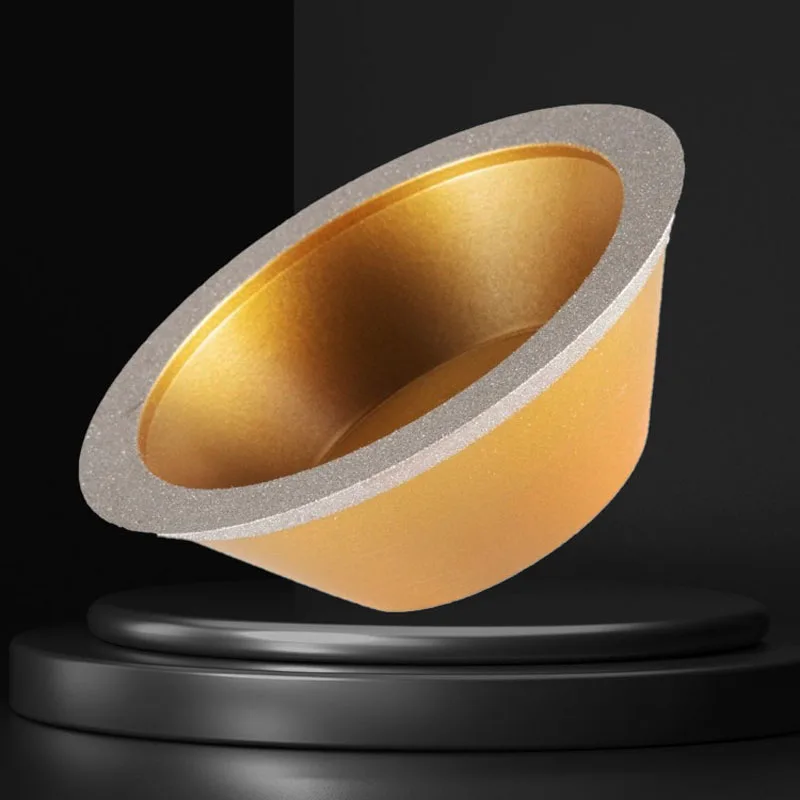 

Алмазный шлифовальный круг чашеобразной формы 100 мм с отверстием 20 мм, под углом 45 градусов, для заточки и полировки инструментов