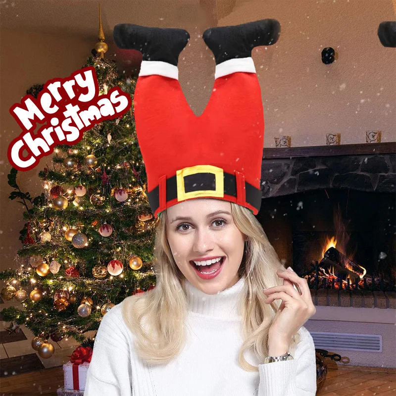Funny Striped Christmas Hat - Classic Red Santa Hat for Adults, Festival Party Decoration Costume    Bulk discount