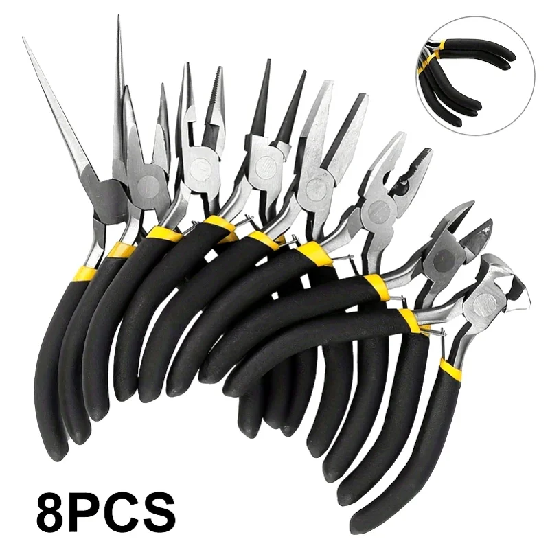 

8PCs Carbon Steel Jewelry Pliers Set - Round/Needle Nose for Precise DIY Craft & Repair ck1161