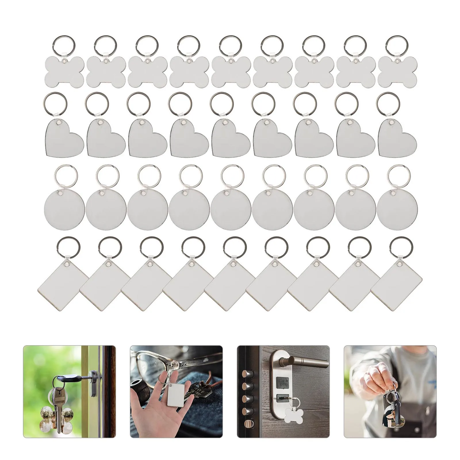 

36pcs Diy Keychain Blank Sublimation DIY Heat Transfer Jewelry Sublimation Blank Keychain Accessories Craft Supplies