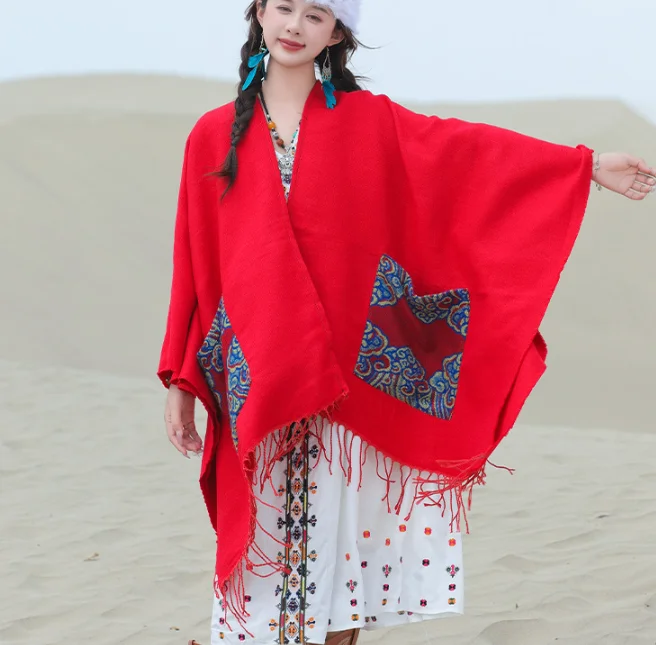 Women New Poncho Sofa Cover Textile Napping Shawl Hooded Outer Cloak Warm Office Room Blanket Travel Photography Props Cape