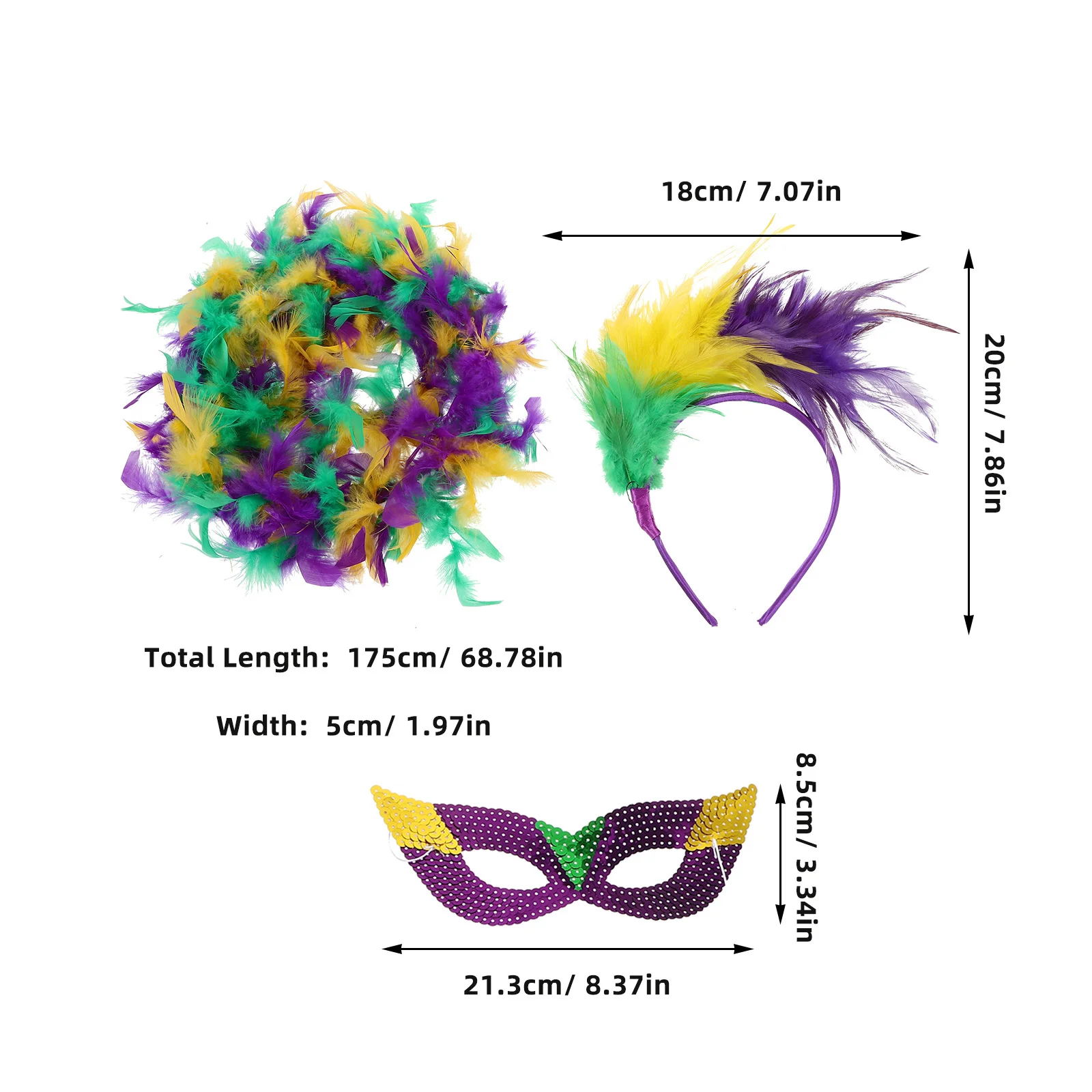 1세트 헤드밴드 마스크 스카프 세트 글리터 퍼리 따뜻한 파티 액세서리 여성 카니발 코스프레 댄스 이벤트 의상 장식