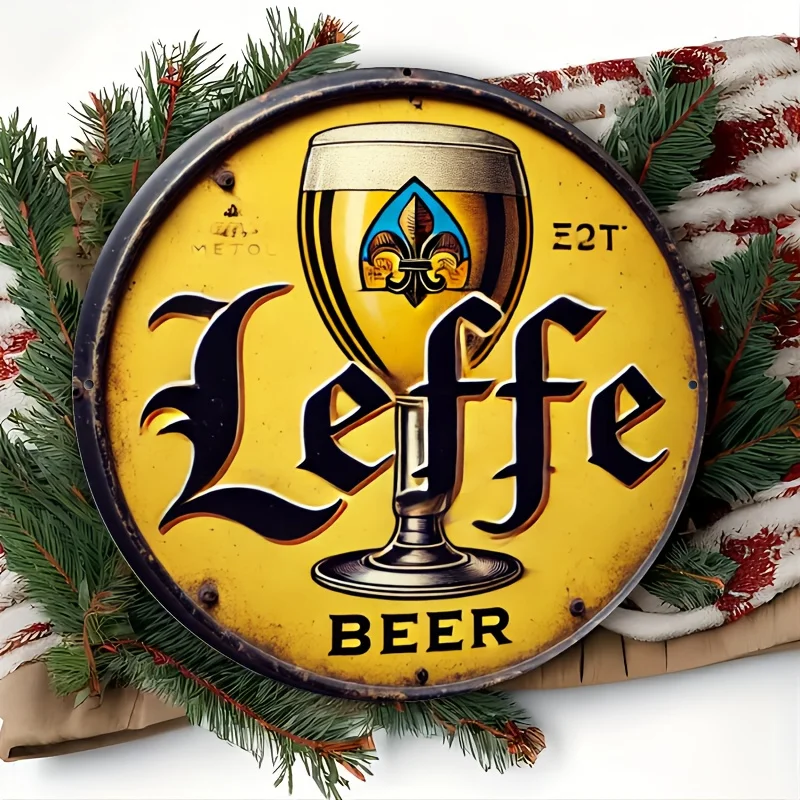 Vintage Leffe Beer Metal Wall Art - Authentic Belgian Craft Style,Duty Metal Material with Pre-Drilled Holes for Easy Hanging