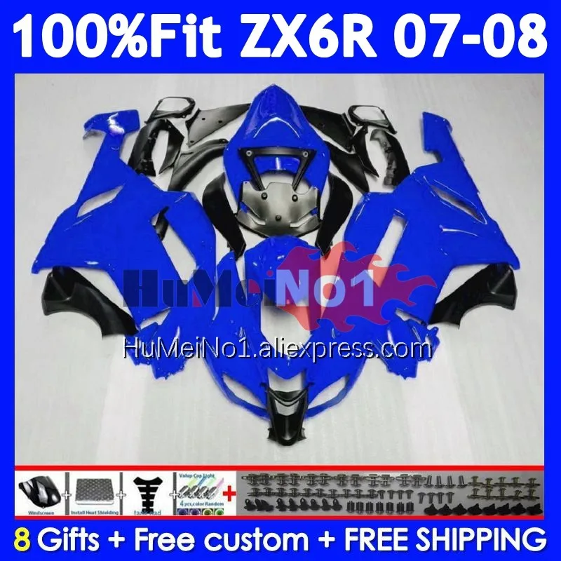 Glossy blue Injection Body For KAWASAKI NINJA ZX 6R 6 R 600 636 207No.87 ZX-6R ZX-636 ZX6R 07 08 ZX636 ZX600 2007 2008 Fairing