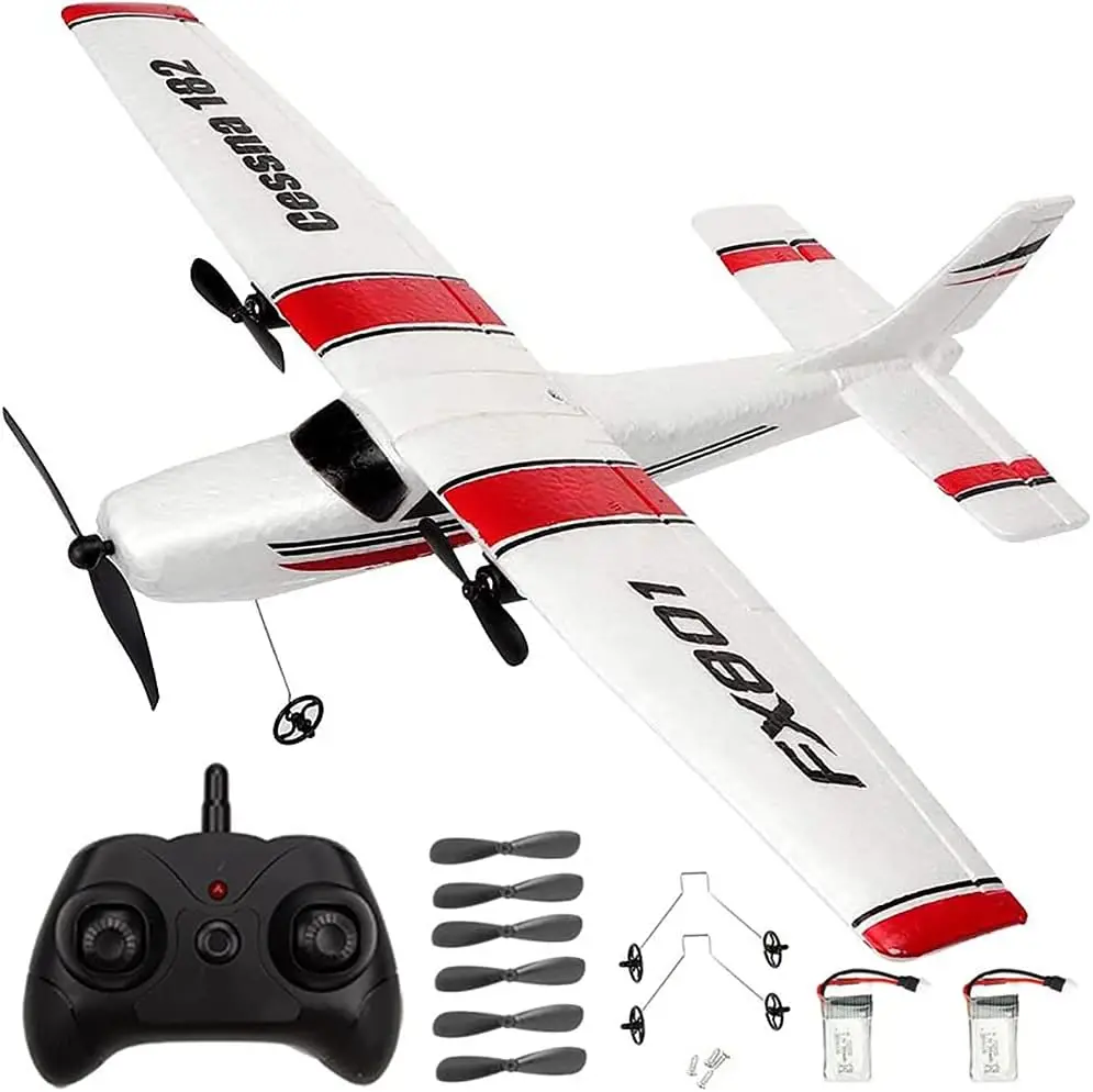 

Remote Control Airplane - PLRB Toys 2.4Ghz 2 Channels DIY RC Airplane Radio Control Cessna 182 Aircraft EPP Foam Glider Toys