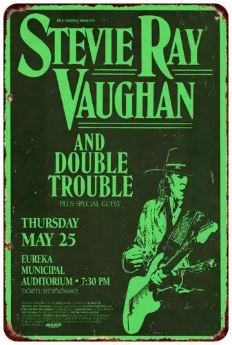 1989 Stevie Ray Vaughan Concert Reproduction metal sign TIN wall art