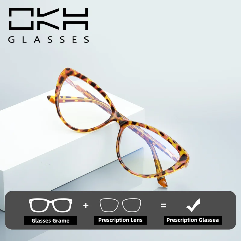 

OKH New Arrival Anti Blue Light Cat Eye Frames Myopia Reading Glasses Prescription Glasses Women Optical Eyewear