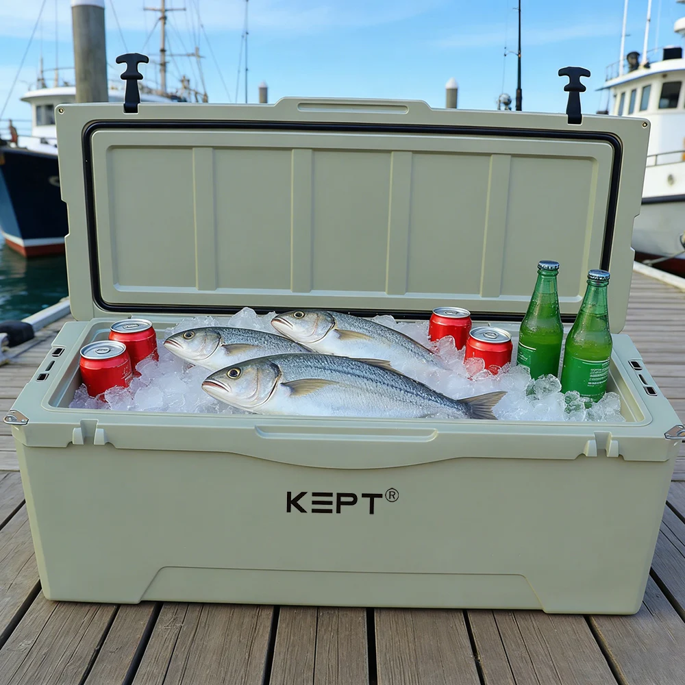 

Wholesale 190QT Rotomolded Cooler with Wheels Heavy Duty Ice Chest PE Material Cooler Box for Fishing Hunting OEM Custom Logo
