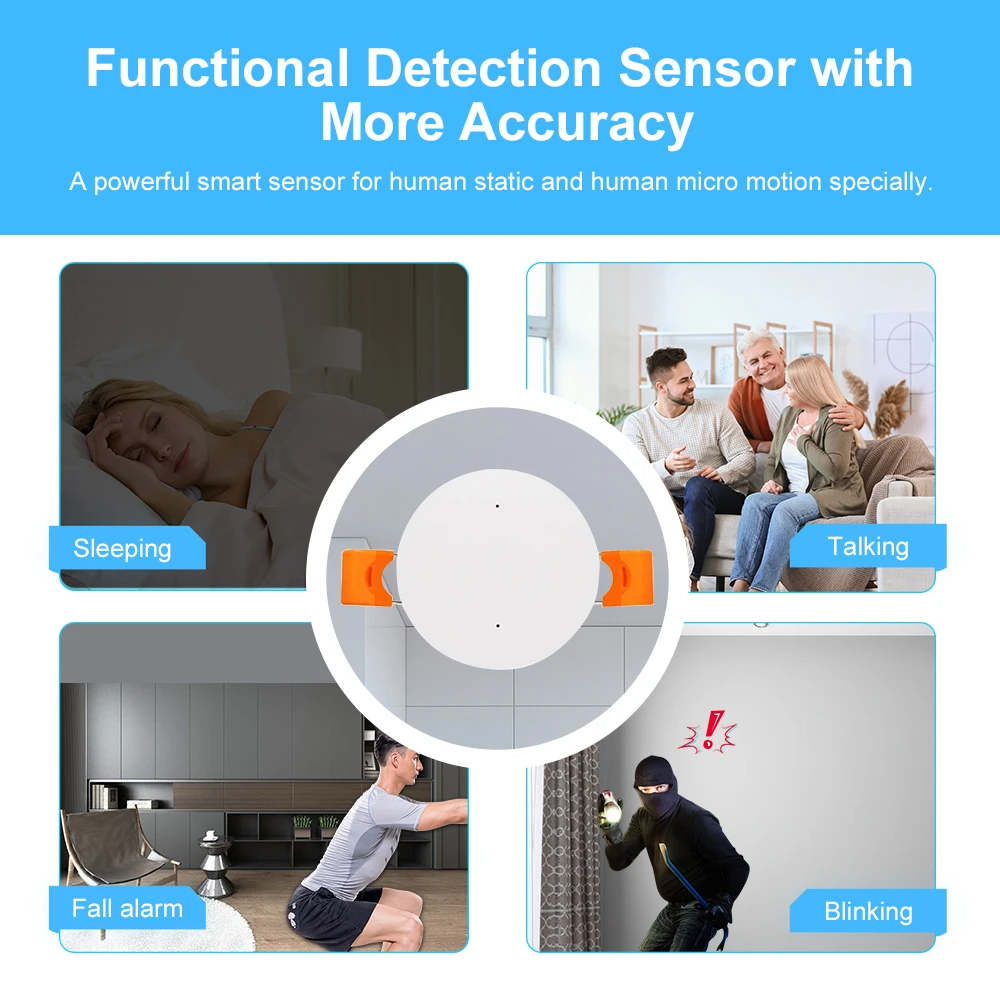 Sensore di movimento di presenza umana Tuya Wifi/Zigbee MmWave con rilevamento di luminanza/distanza PIR 5/110/220V domotica 5.8G/24G